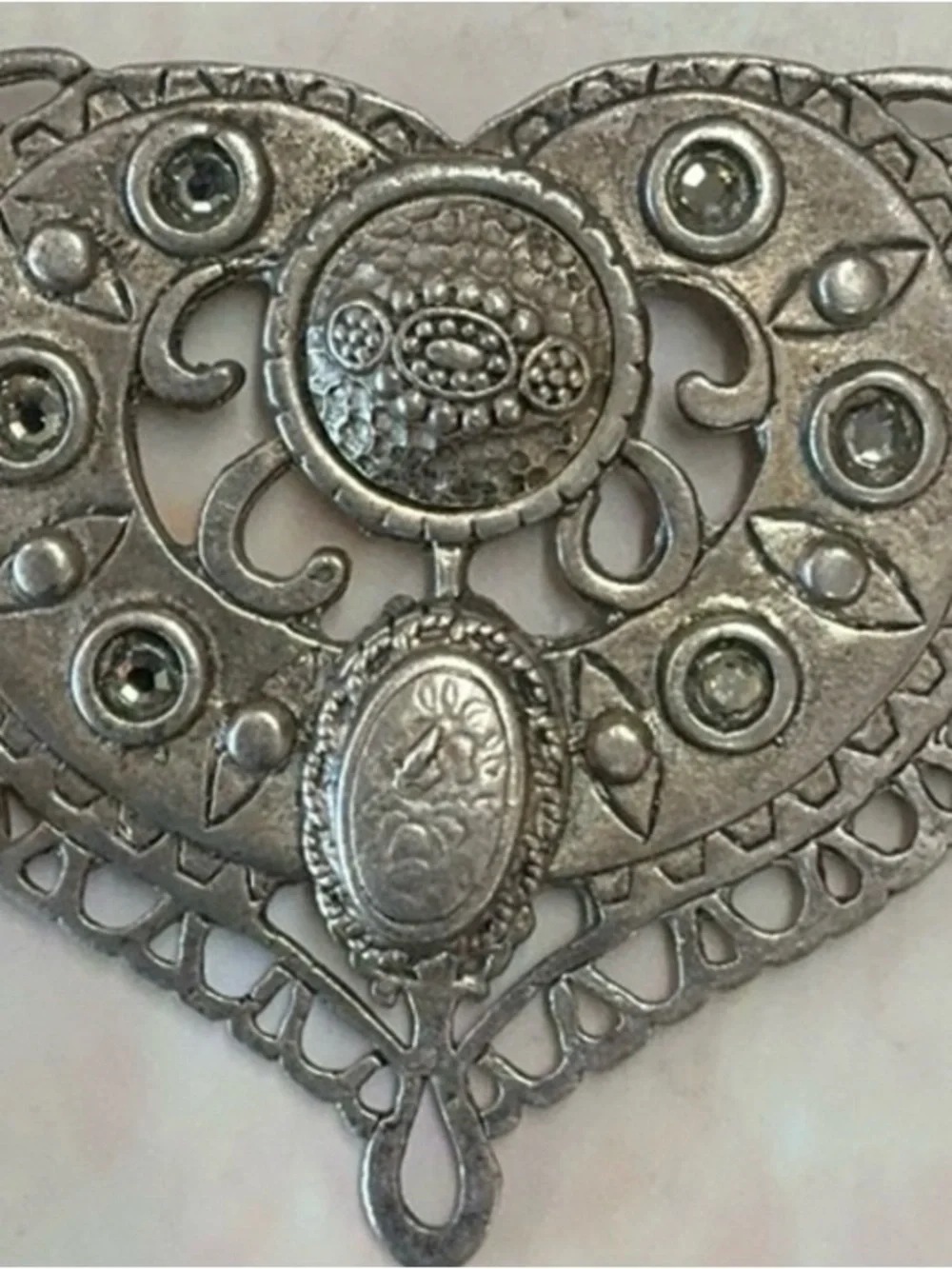 Vintage belt metal heavy - estate item - rare find - silver tone - adjustable **